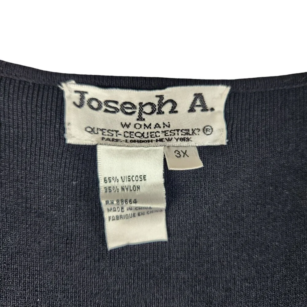 Joseph A. Womens Sleeveless Black Top Size 3X Square Neck Knit Office - Picture 2 of 5